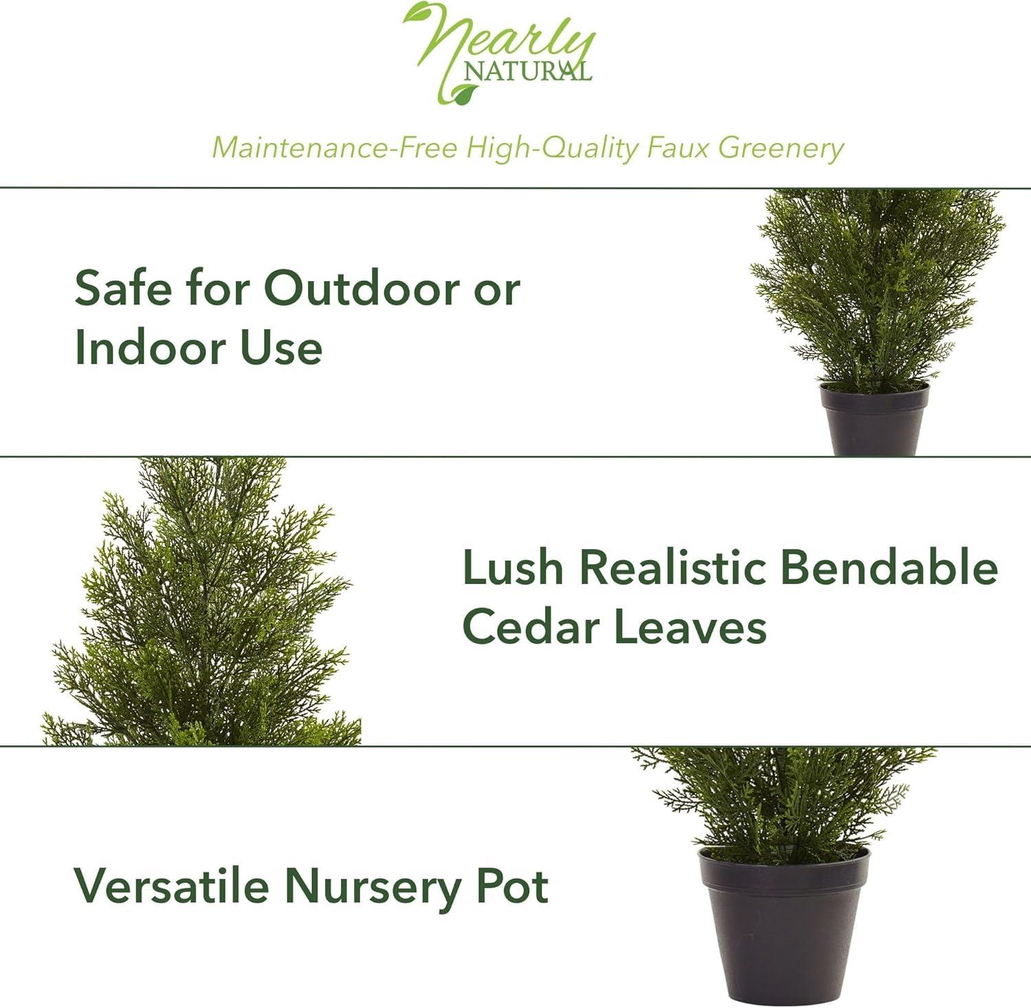 Nearly Natural 3-ft Mini Cedar Pine Tree (Indoor/Outdoor)