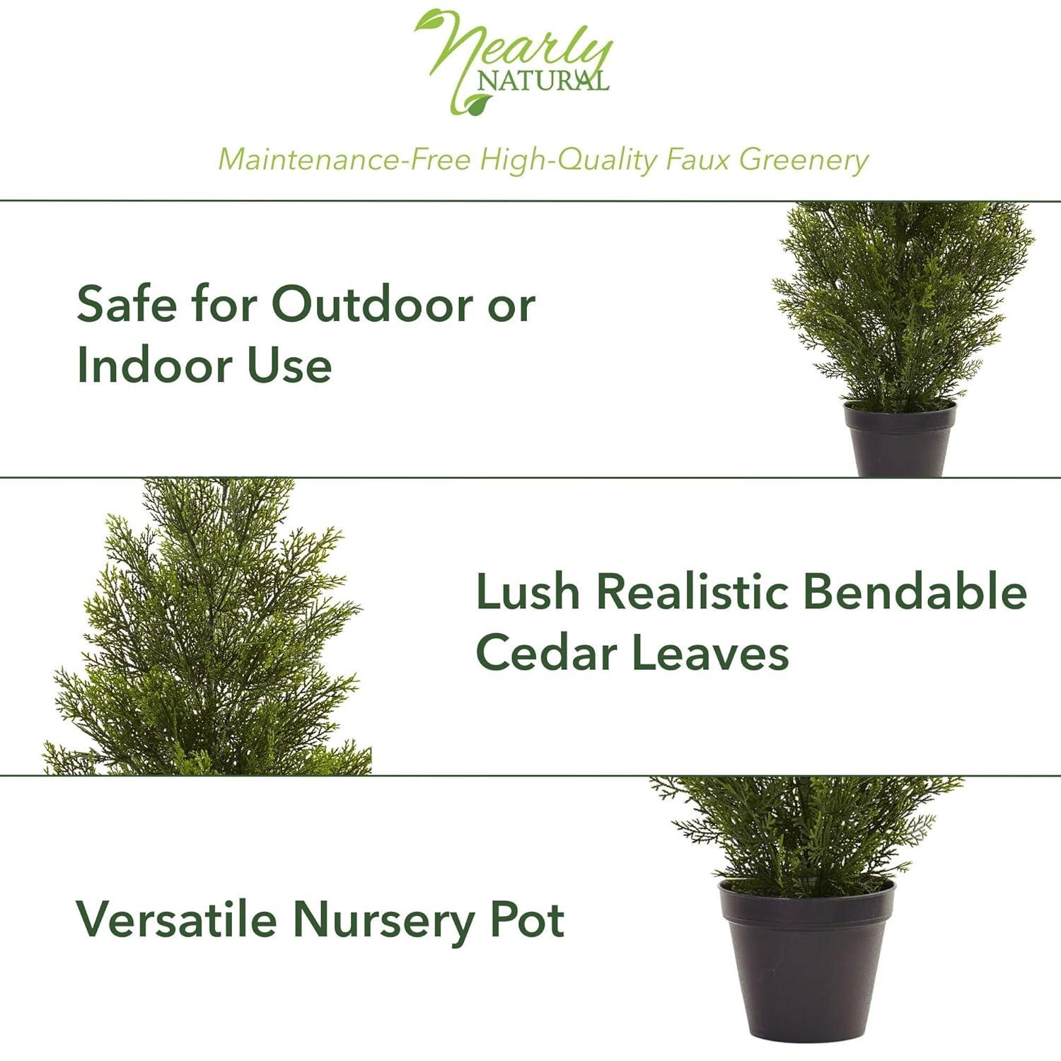 Nearly Natural 3-ft Mini Cedar Pine Tree (Indoor/Outdoor)