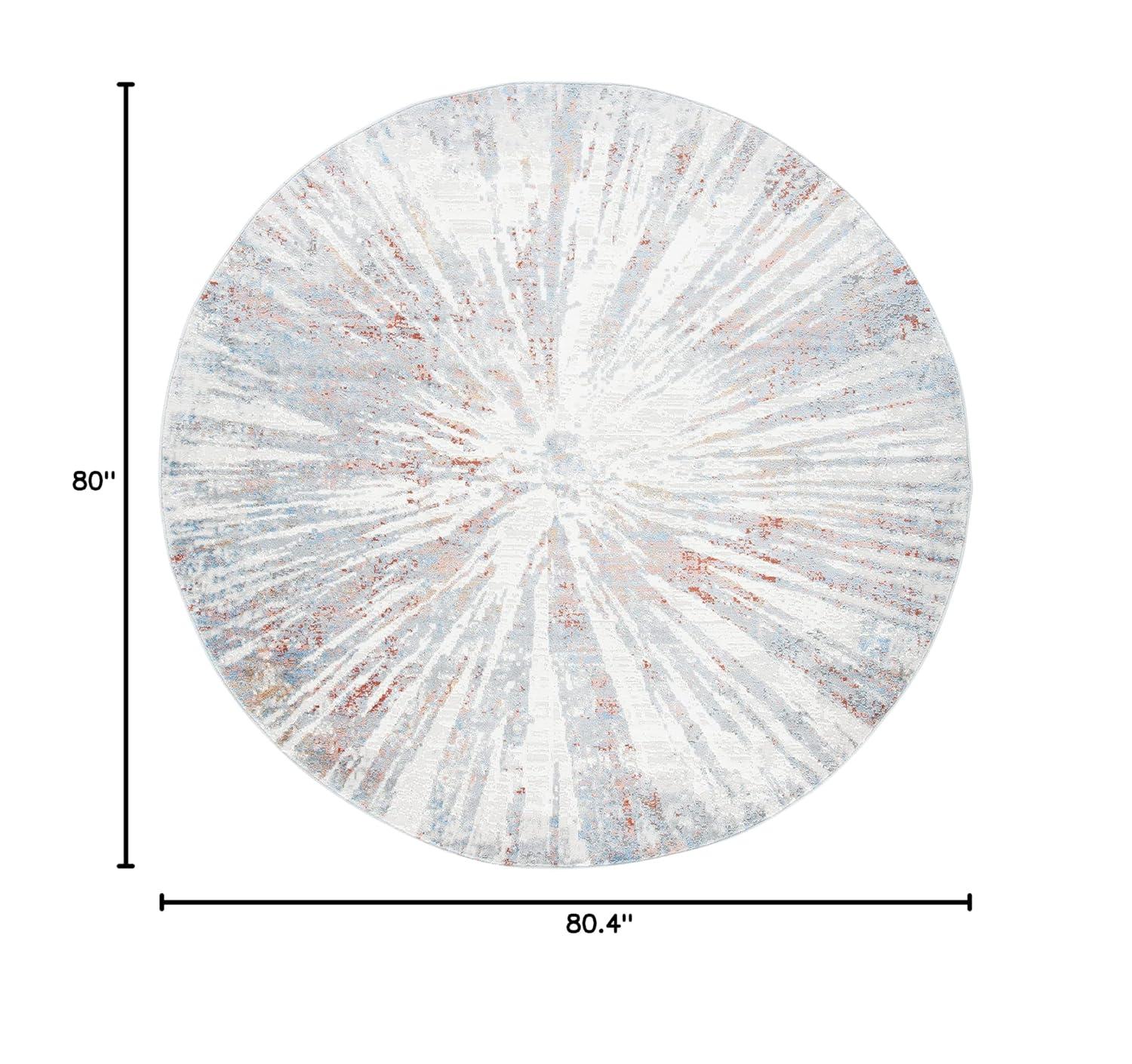 Amelia ALA449 Power Loomed Indoor Area Rug - Grey/Rust - 6'7" Round - Safavieh