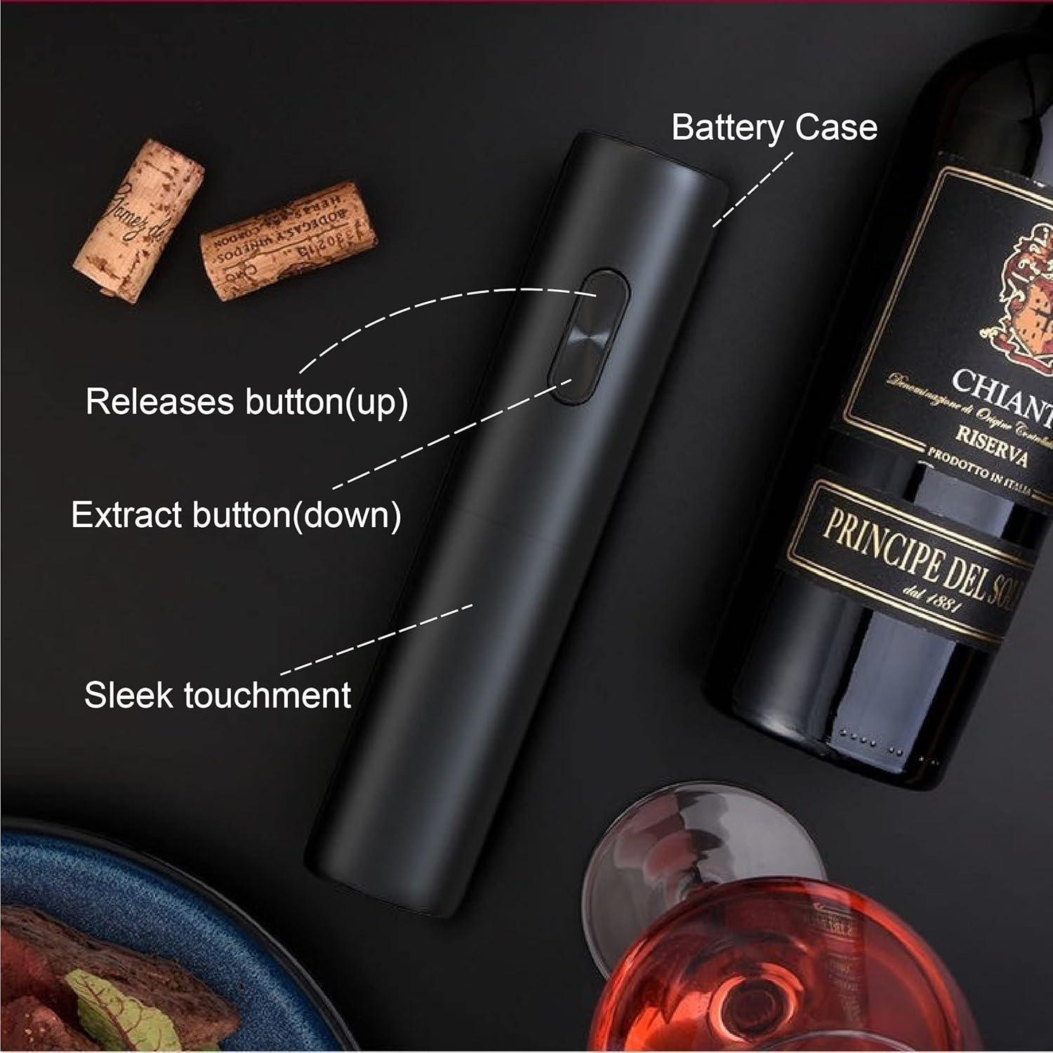 Rechargeable Electric Wine Opener, 5 in 1 set with Automatic Electric Wine Bottle Corkscrew Opener, Foil Cutter, Vacuum Stopper, Wine Pourer and Storage Charging Stand