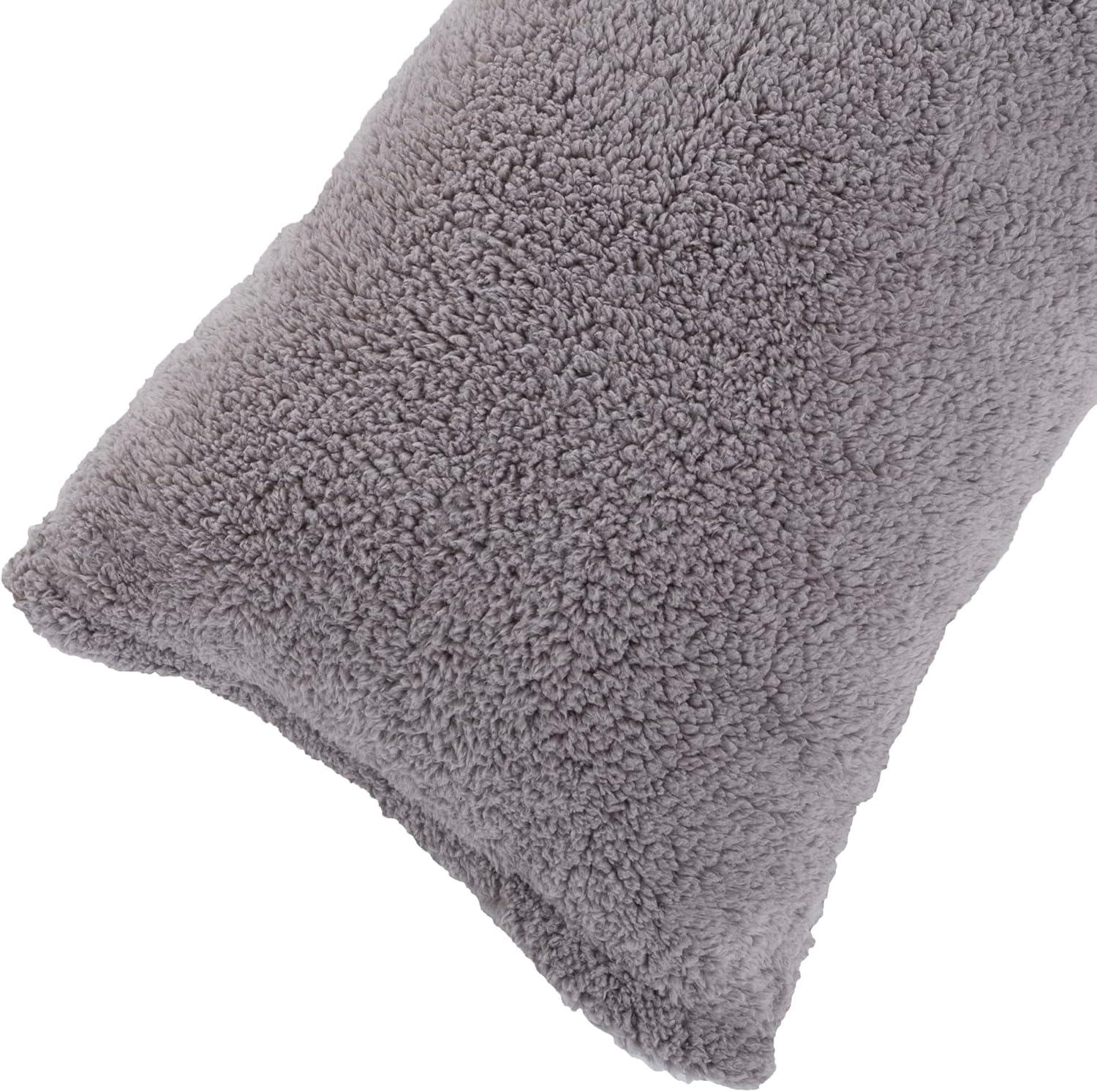 Super Soft Sherpa Body Pillowcase with Zipper - Cool Grey