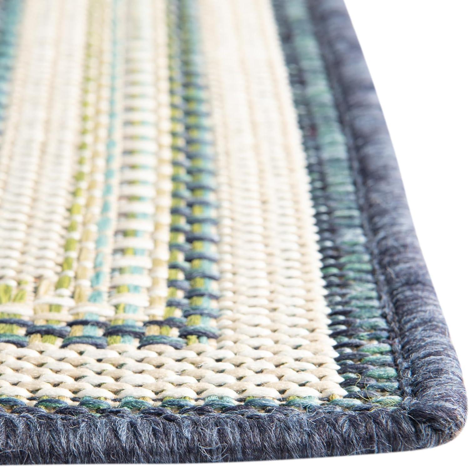 Rugs.com Baja Outdoor Collection Rug – 10 Ft Runner Blue Medium-Pile Rug Perfect for Hallways, Entryways