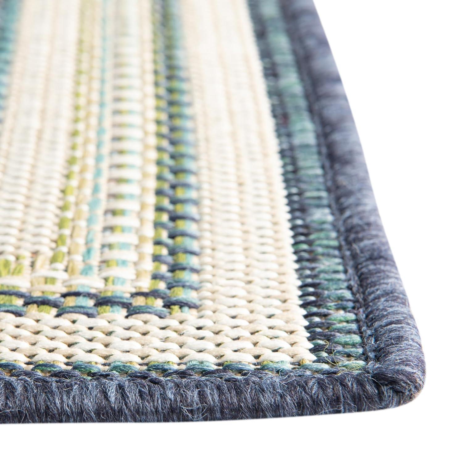 Rugs.com Baja Outdoor Collection Rug – 10 Ft Runner Blue Medium-Pile Rug Perfect for Hallways, Entryways