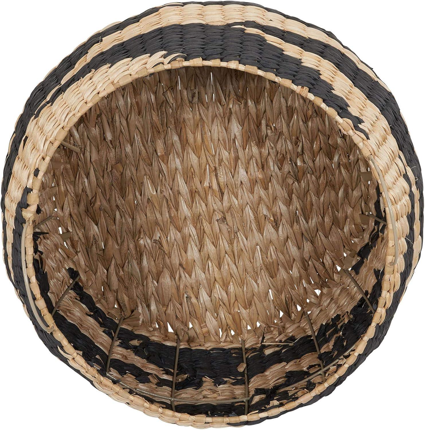 Chic Zig Zag Two-Tone Wicker Round Storage Basket