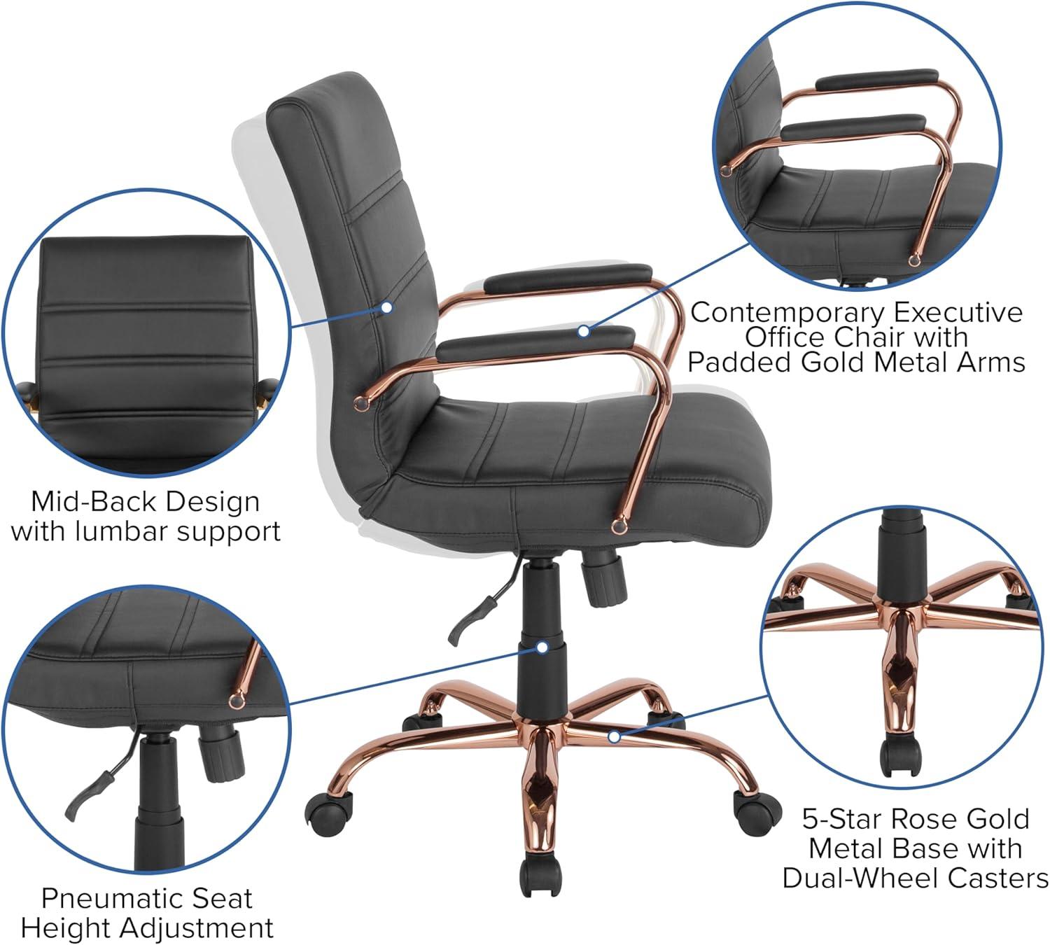 Flash Furniture Mid-Back Executive Swivel Office Chair with Metal Frame and Arms