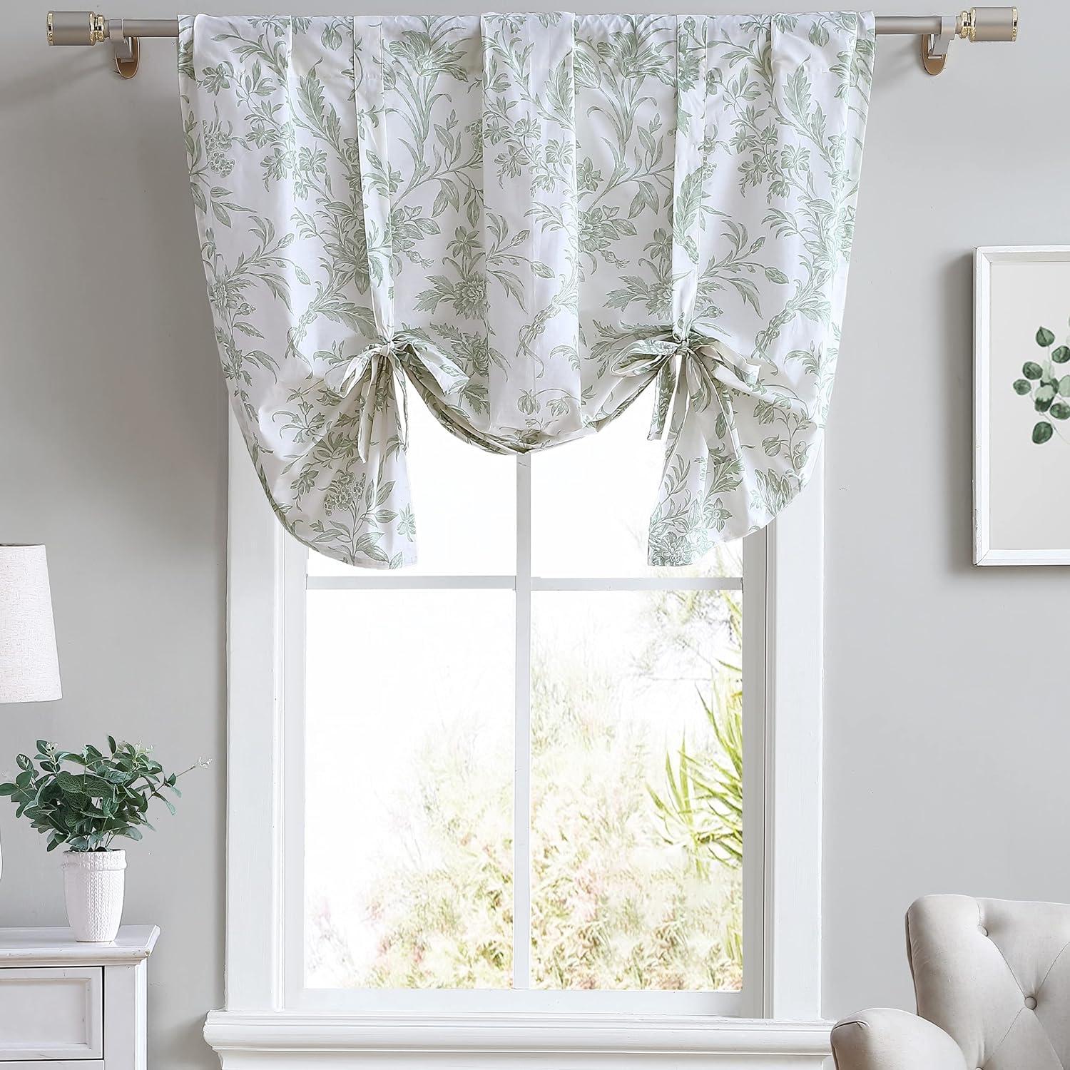 Laura Ashley Natalie Cotton Tie Up Green Window Valance