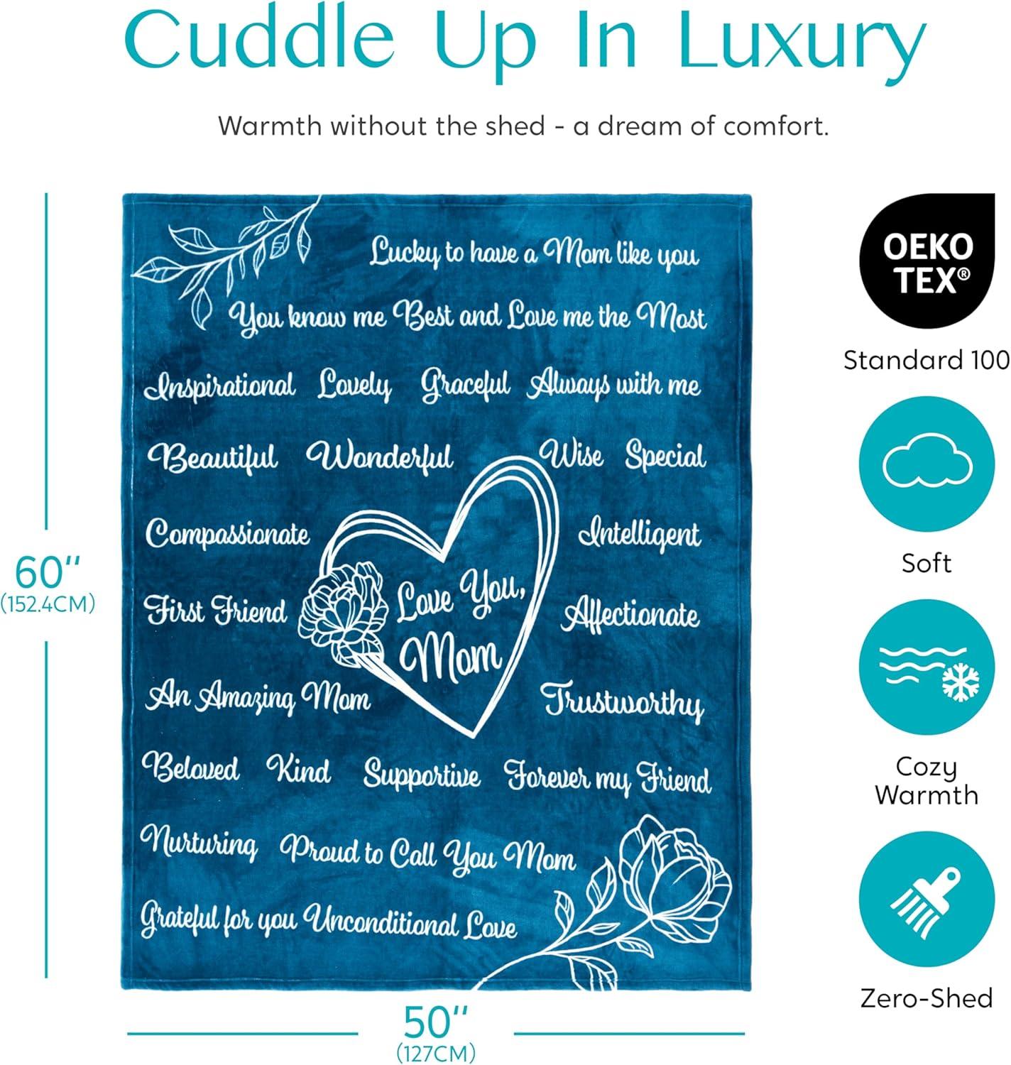 SYNCFUN Soft Warm Hug Blanket - Compassion Throw Blanket Gift with Inspirational Words & Prayer, Purple Gift Blanket for Women Mom Friend 50" x 60"