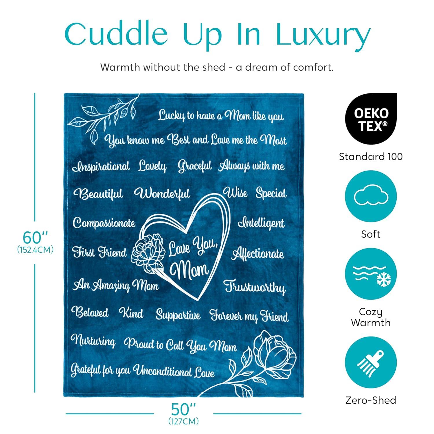 SYNCFUN Soft Warm Hug Blanket - Compassion Throw Blanket Gift with Inspirational Words & Prayer, Purple Gift Blanket for Women Mom Friend 50" x 60"
