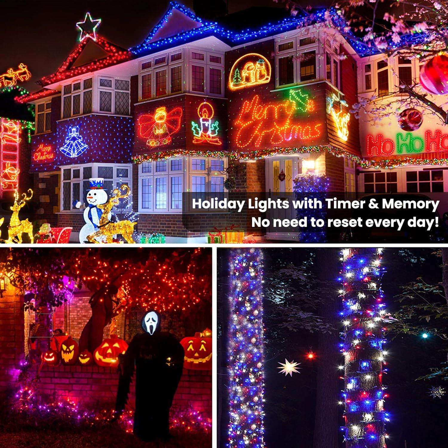 Outdoor Color-Changing LED Christmas Tree Lights with Remote, 66ft