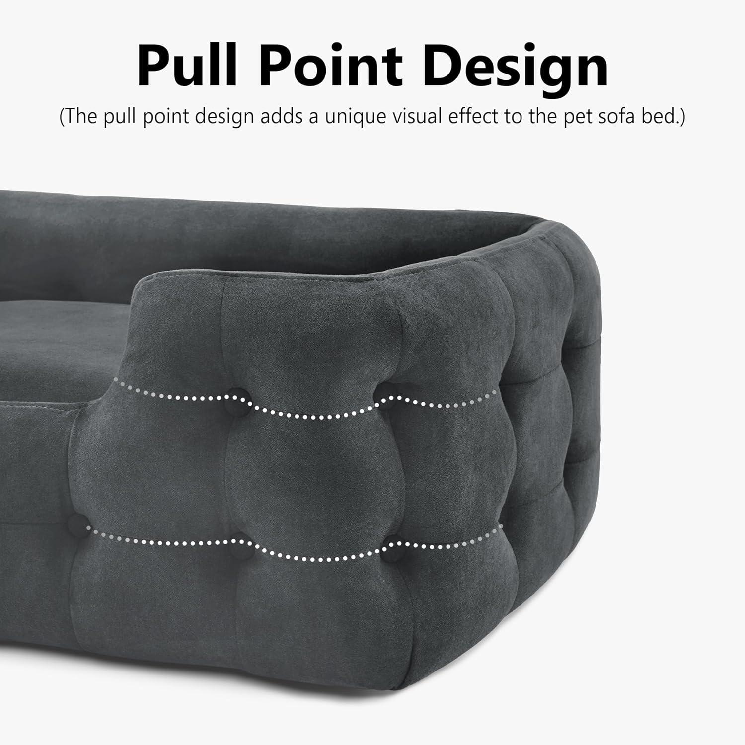 MCombo Dog Sofa Bed, 33 Inches Length Foam Pet Bed with Washable Cushion Cover, Modern Pet Couch for Small Medium Dogs, 0553 (Blackish Green)