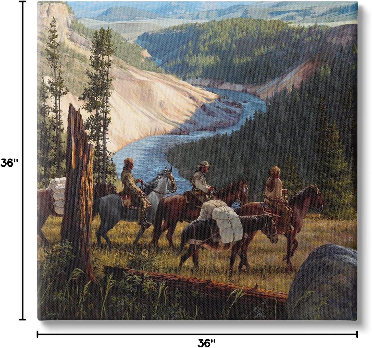 Stupell Industries Yellowstone Equestrian Landscape Animals & Insects Painting Gallery Wrapped Canvas Print Wall Art