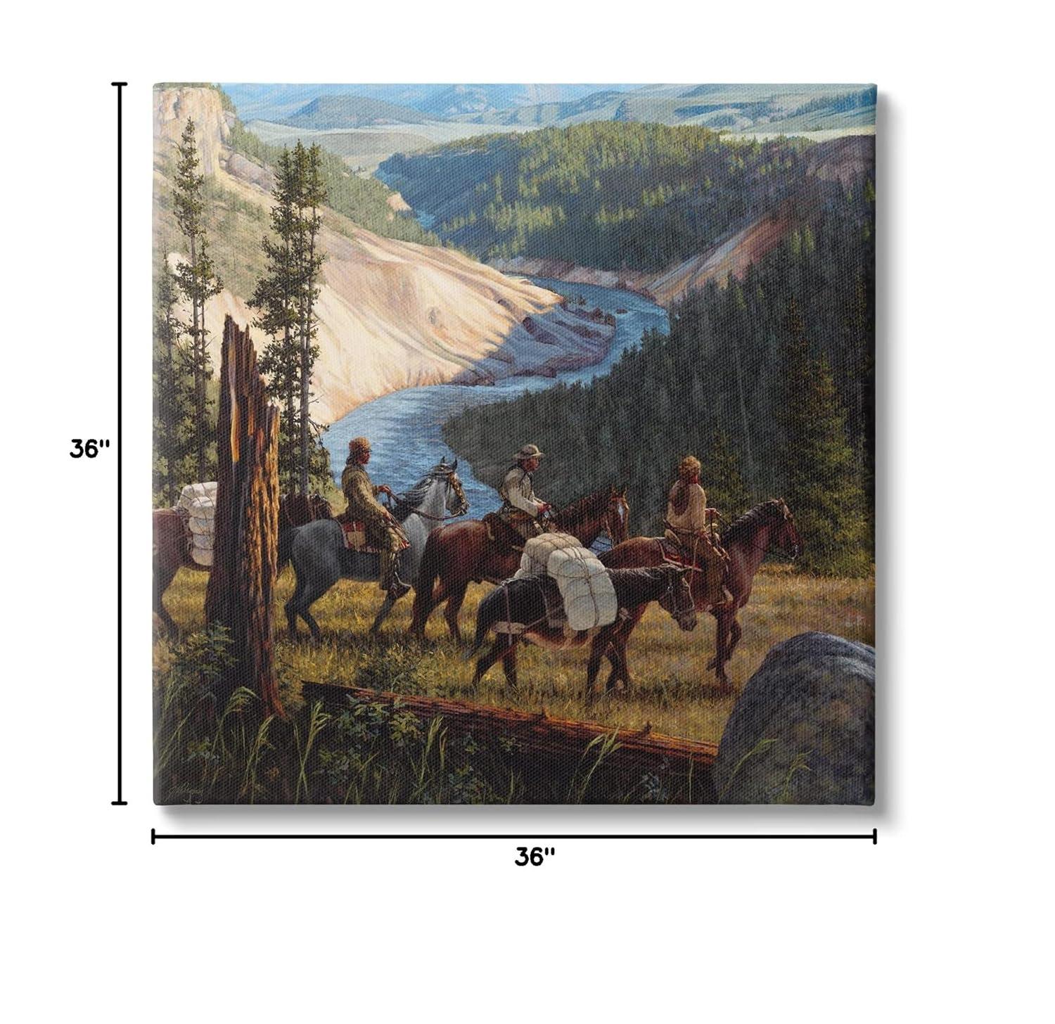 Stupell Industries Yellowstone Equestrian Landscape Animals & Insects Painting Gallery Wrapped Canvas Print Wall Art