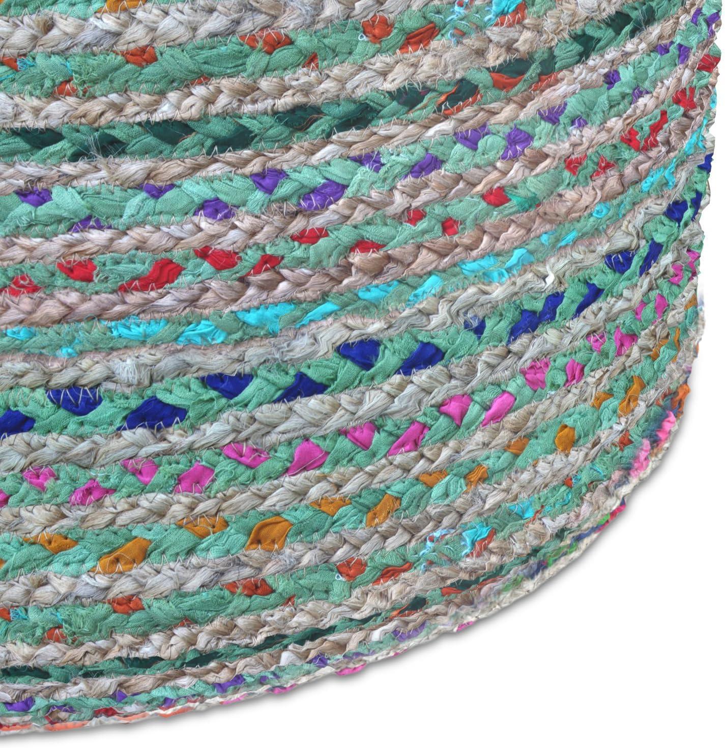 Simpli Home Margo 20"W Cotton and Jute Boho-style Pouf