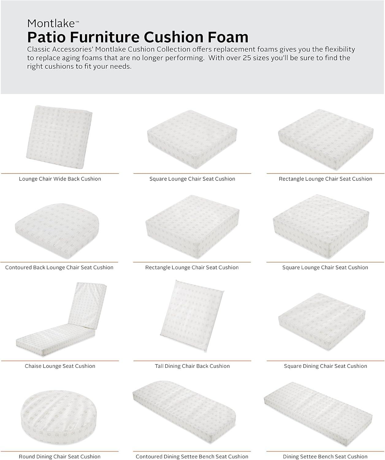 Classic Accessories Patio Lounge Back Cushion Foam, 25 x 20 x 4 inch