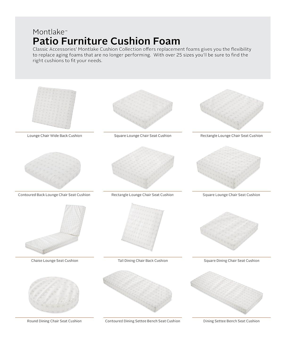Classic Accessories Patio Lounge Back Cushion Foam, 25 x 20 x 4 inch