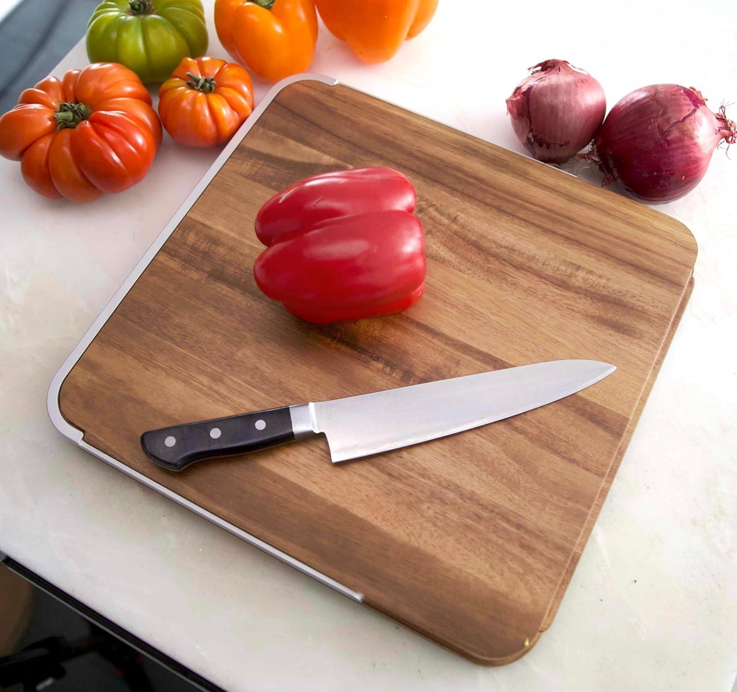 TidyBoard Meal Prep System - Acacia Cutting Board - The Quick & Easy Meal Prep Solution, Grey