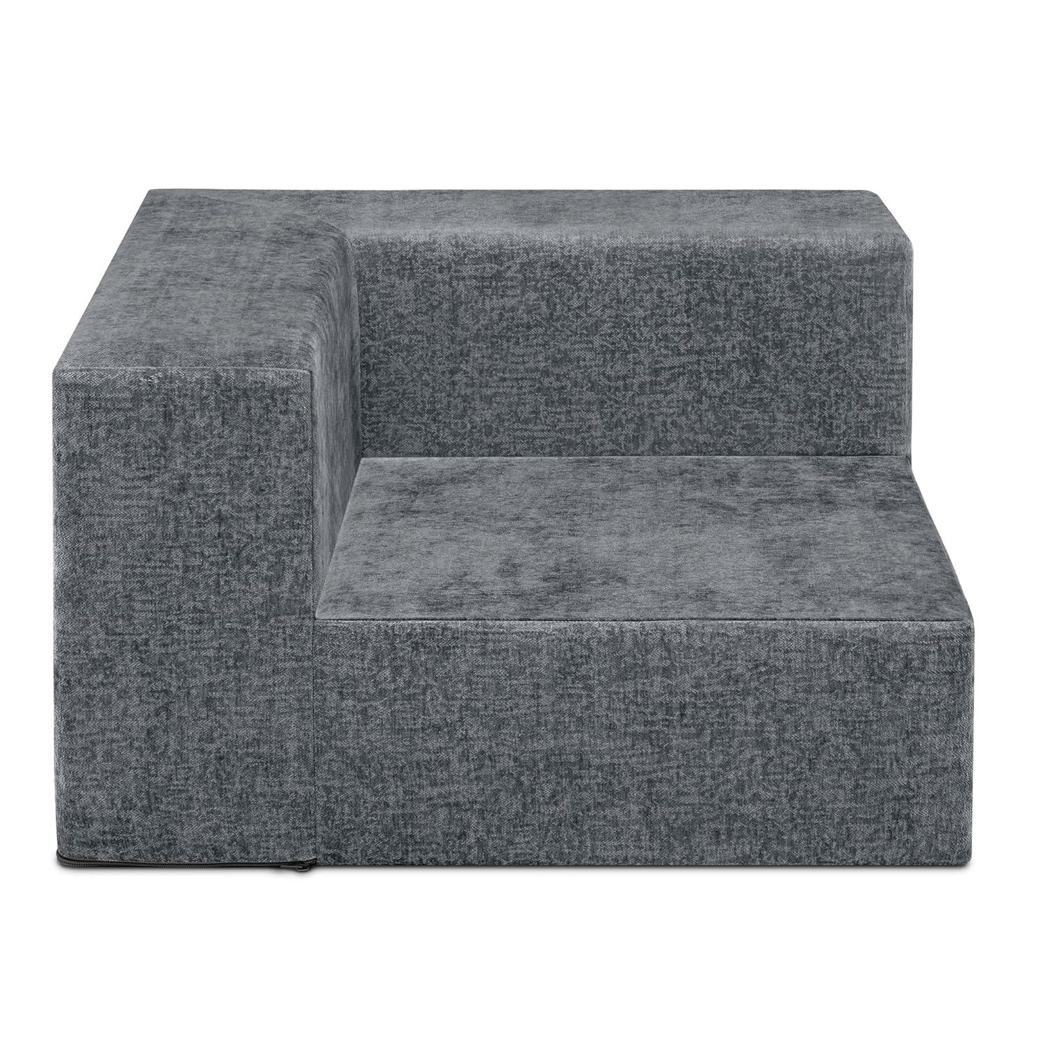 Gray Fabric Four-Piece Sectional Sofa with Ottoman