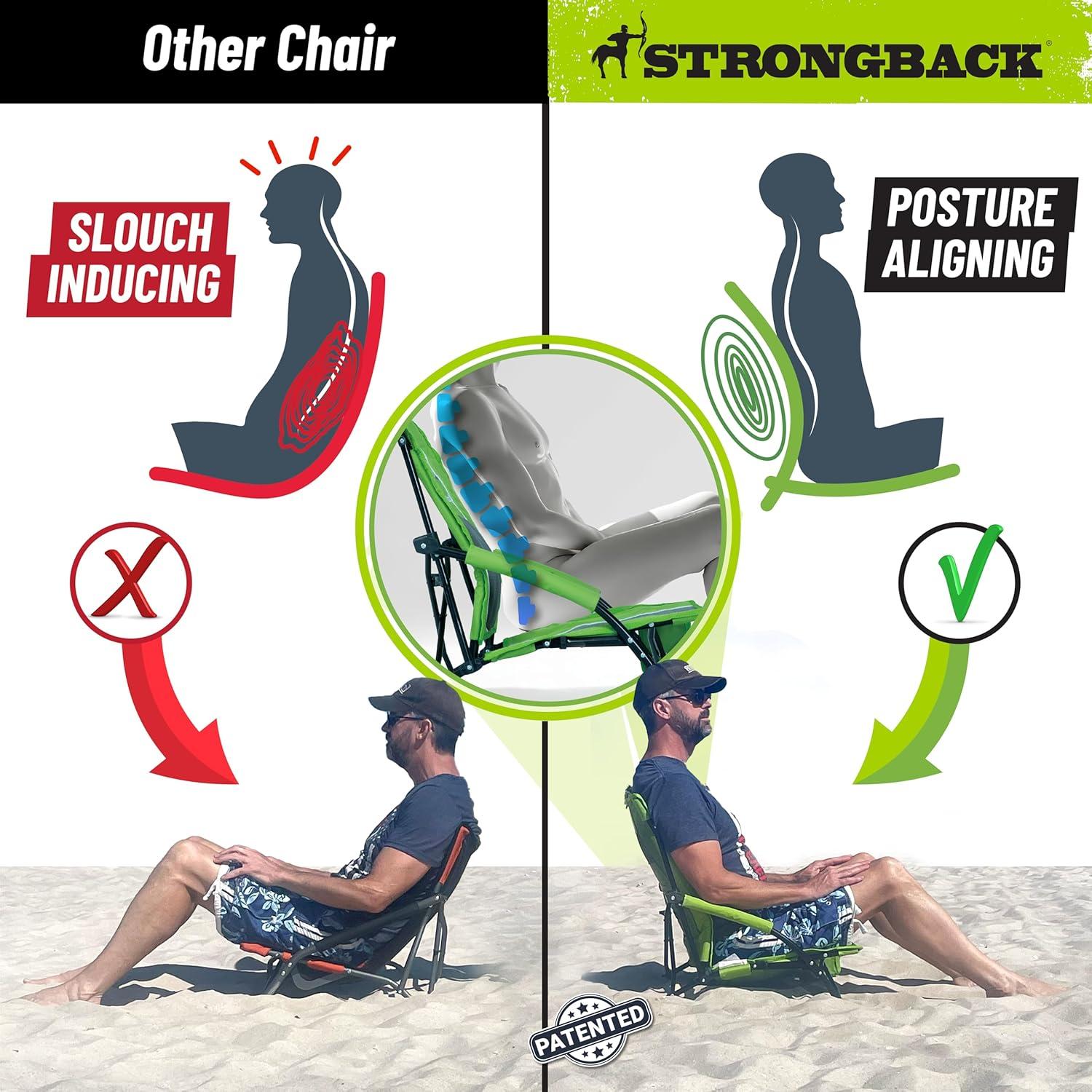 STRONGBACK Low Gravity Beach Chair with Lumbar Back Support, Folding Camo