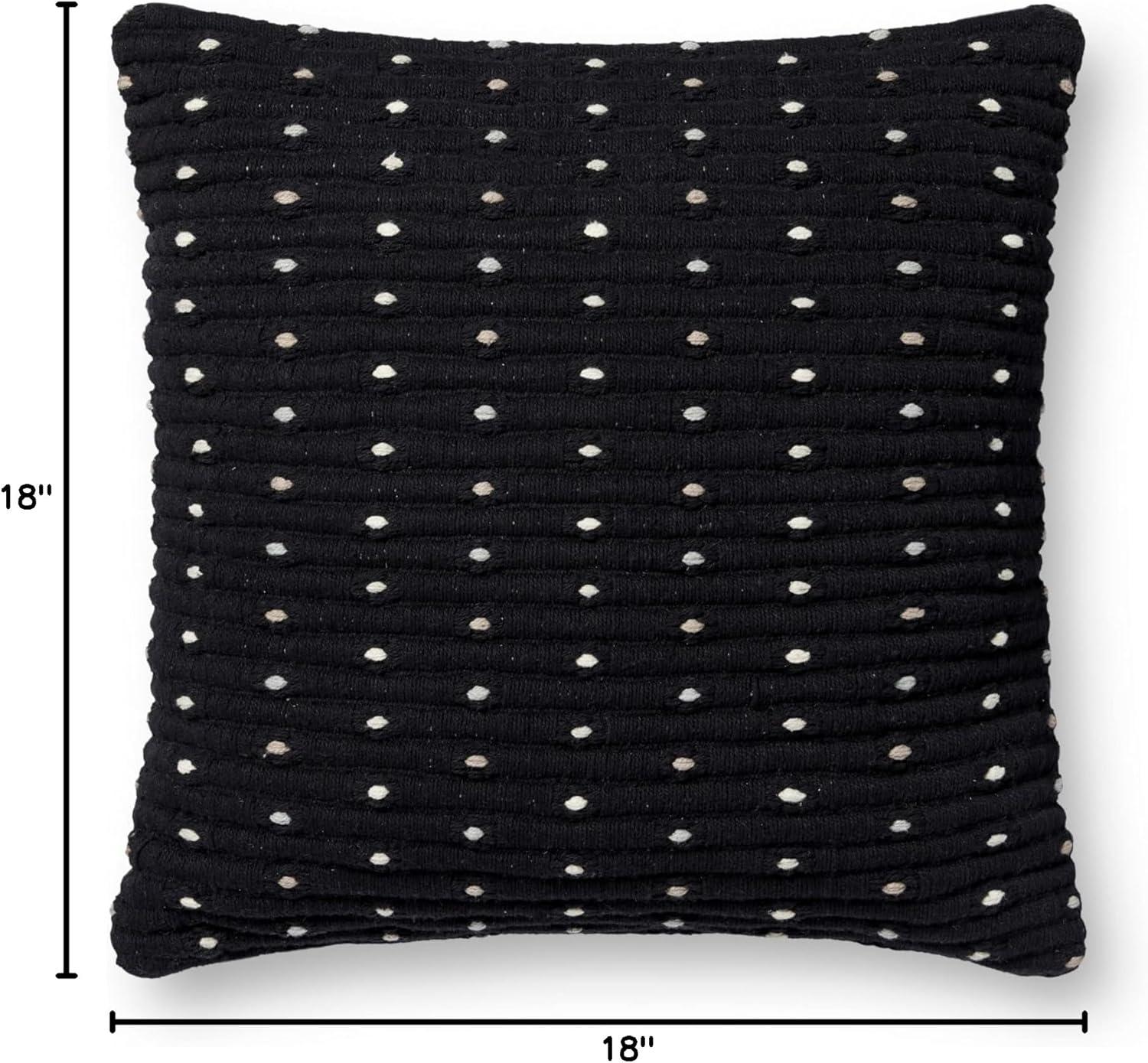 Black Cotton 18'' Square Pillow with Down Insert