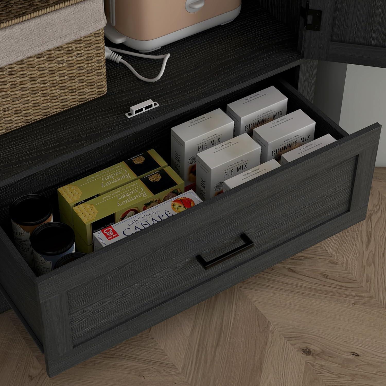 HOMCOM 69" Tall Farmhouse Kitchen Pantry Storage Cabinet with Drawer and Adjustable Shelves, Black