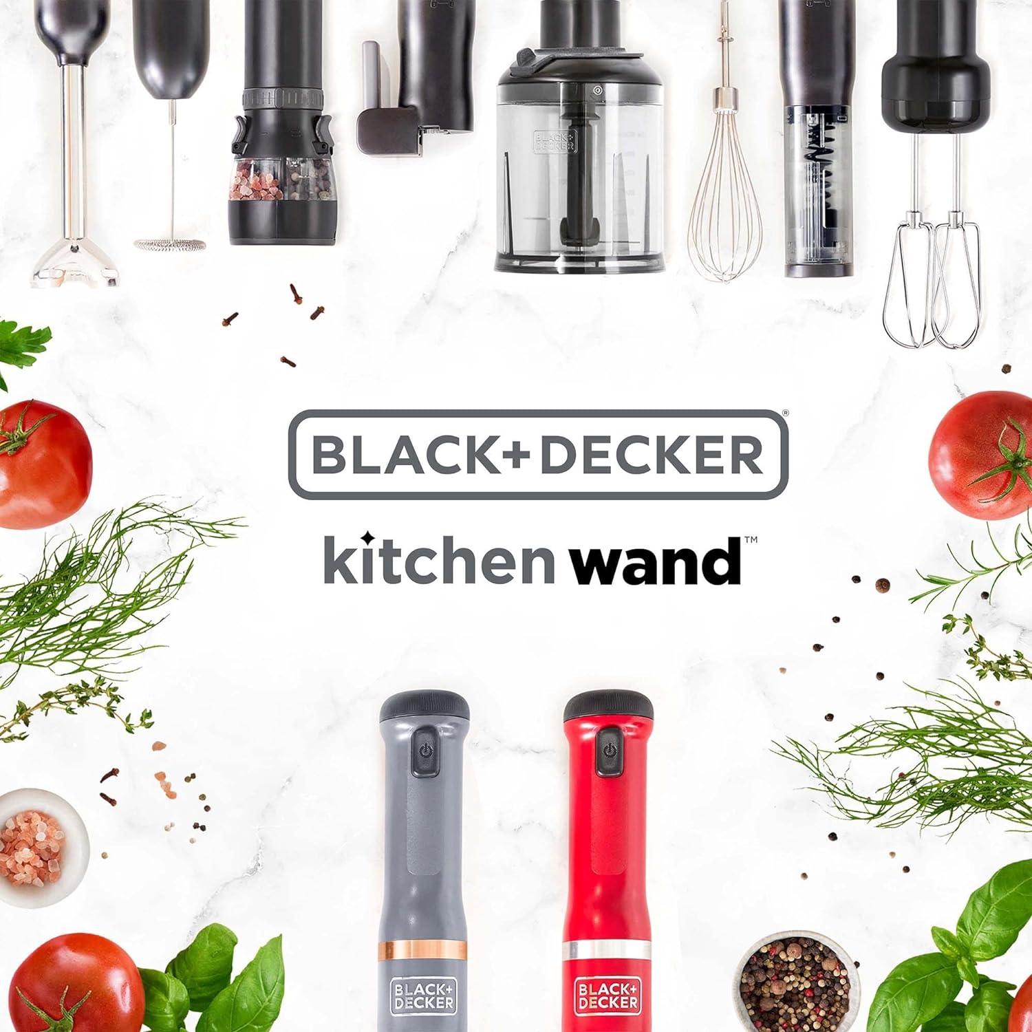 BLACK+DECKER Kitchen Wand Cordless Immersion Blender, 4 in 1 Multi Tool Set, Hand Blender with Charging Dock, Grey (BCKM1014K01)