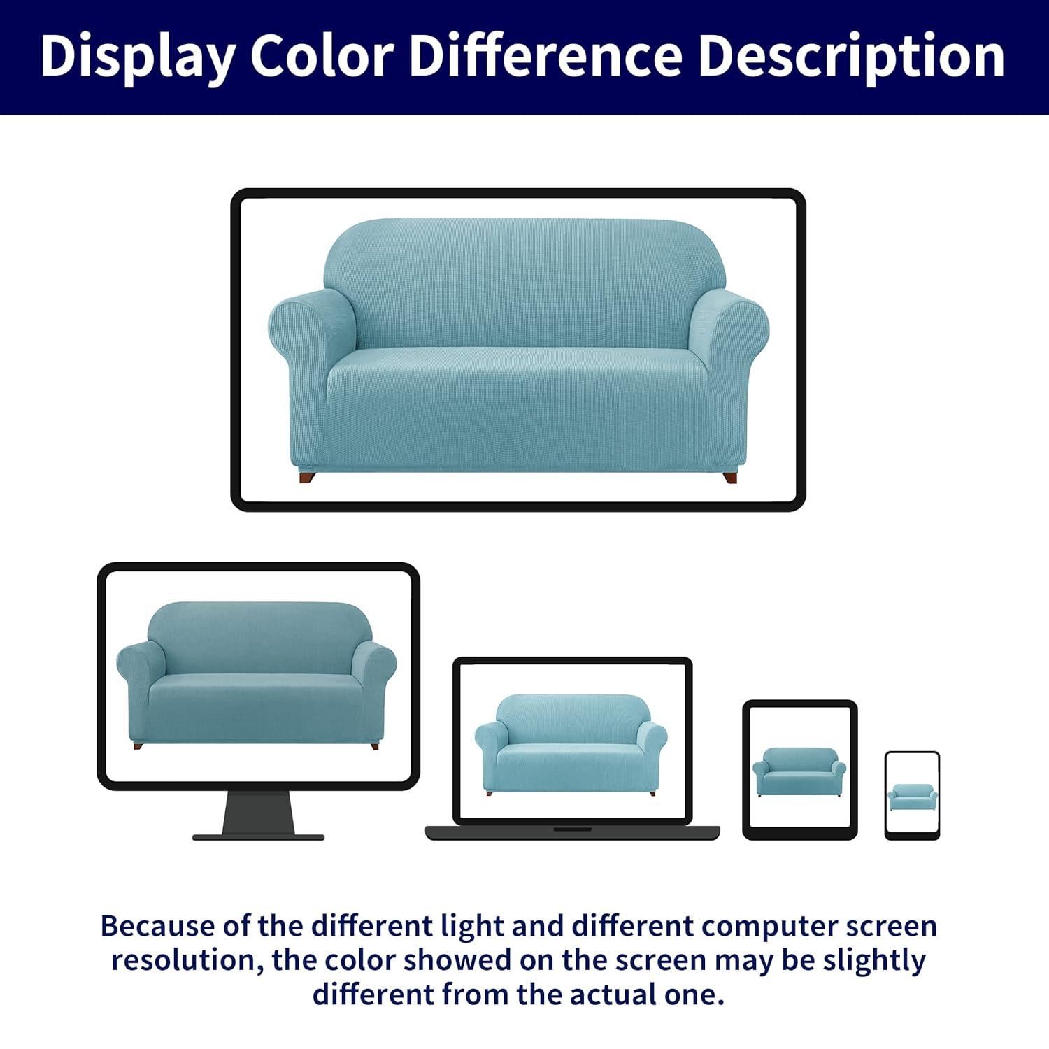 SUBRTEX Stretch Sofa Cover Set 1 Piece Sofa Slipvover with A Gift Cushion Cover for 3 Cushion Couch(Steel Blue,Sofa)