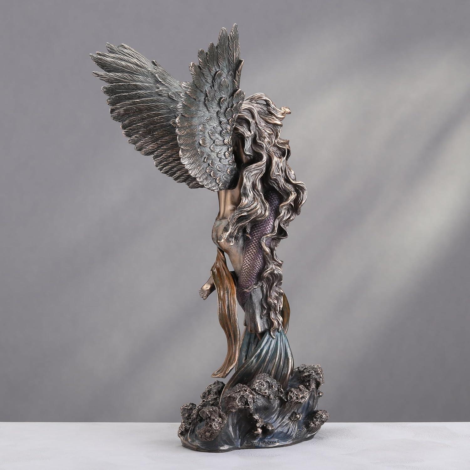 Bronze Angel and Mermaid Embrace Statue