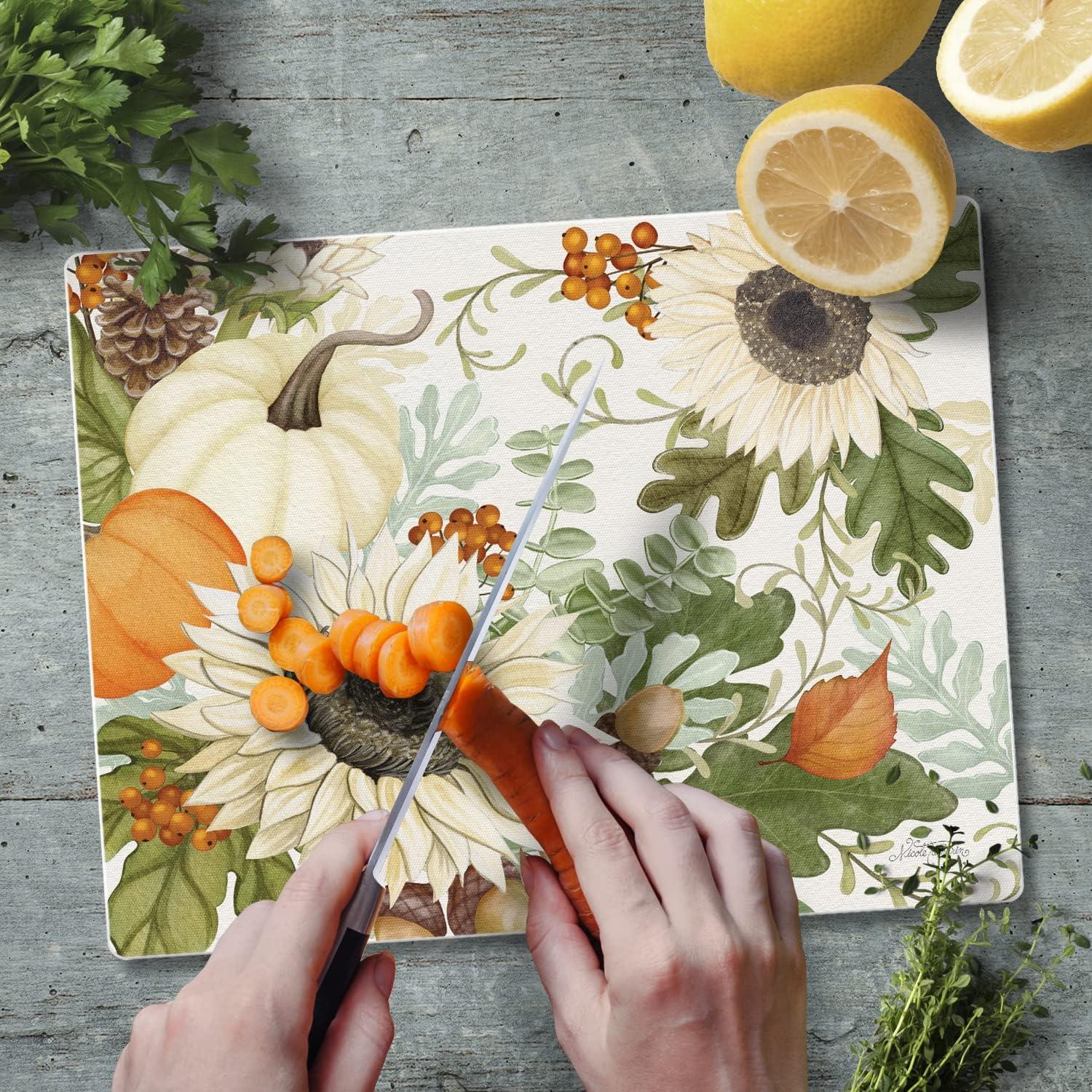 CounterArt Farmhouse Fall Tempered Glass Cutting Board