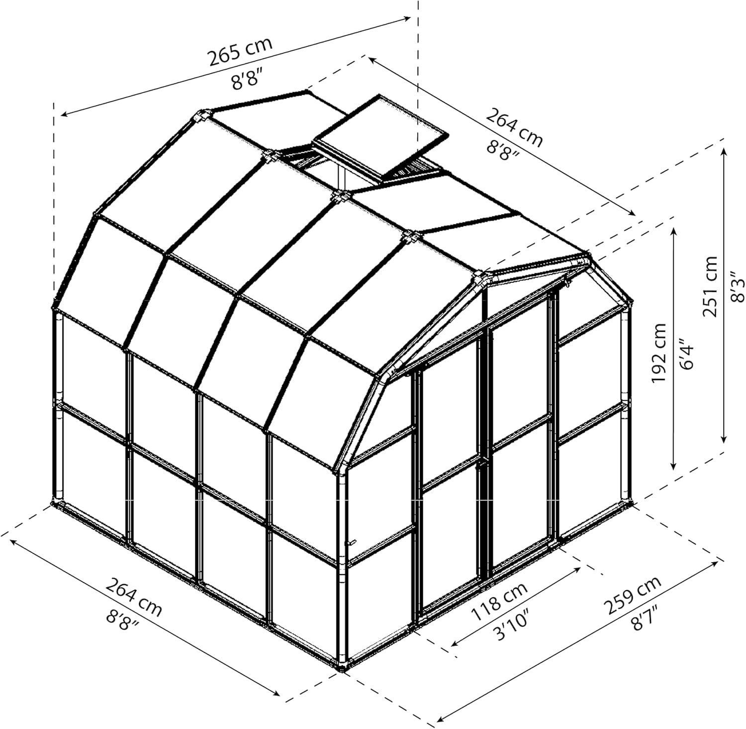 Canopia Palram - Canopia Prestige 2 Twin Wall 8' W Greenhouse with Starter Kit