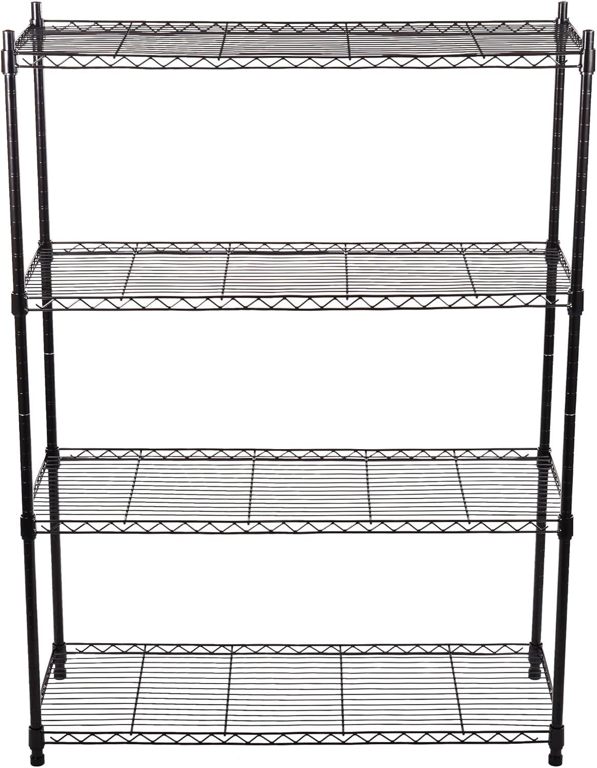 Elevon 4-Shelf Adjustable, Heavy Duty Storage Shelving Unit (350 lbs loading capacity per shelf), Steel Organizer Wire Rack, Black (35"L x 13.4"W x 48.2"H)