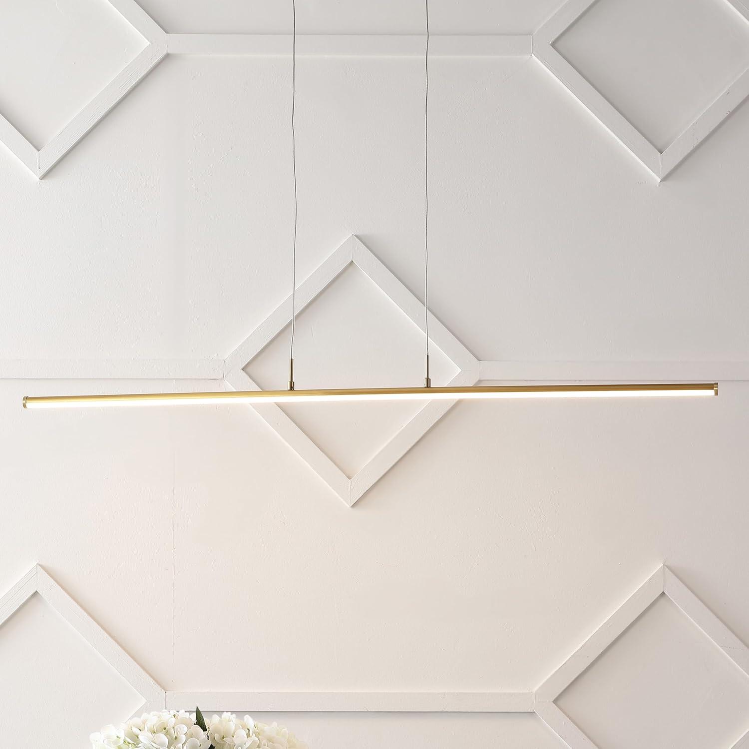 JONATHAN Y JYL7023C Conley 39.5" Adjustable Integrated LED Metal Linear Pendant, Brass Gold for Kitchen, Dining Room, Living Room