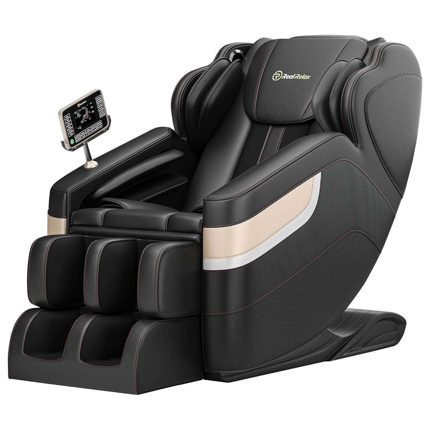 Black Faux Leather Full Body Massage Recliner with Heating