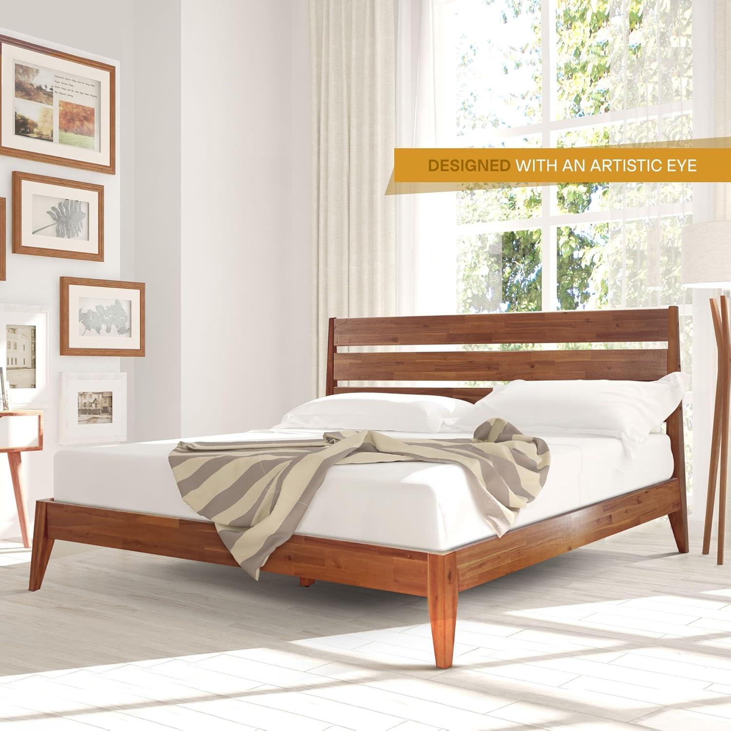 Emery Solid Wood Bed Frame with Headboard