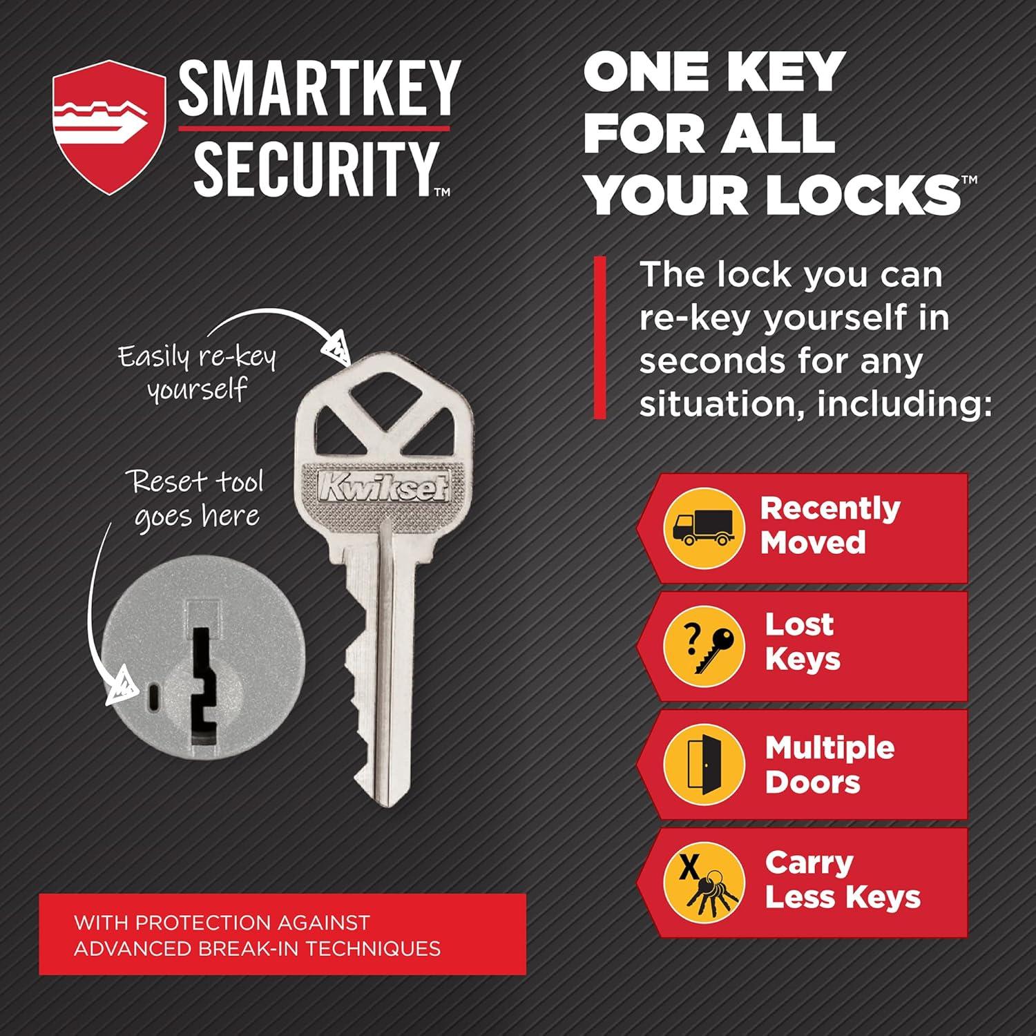 Perth Keyed (Entry) Door Lever with Round Rosette and SmartKey Multipack