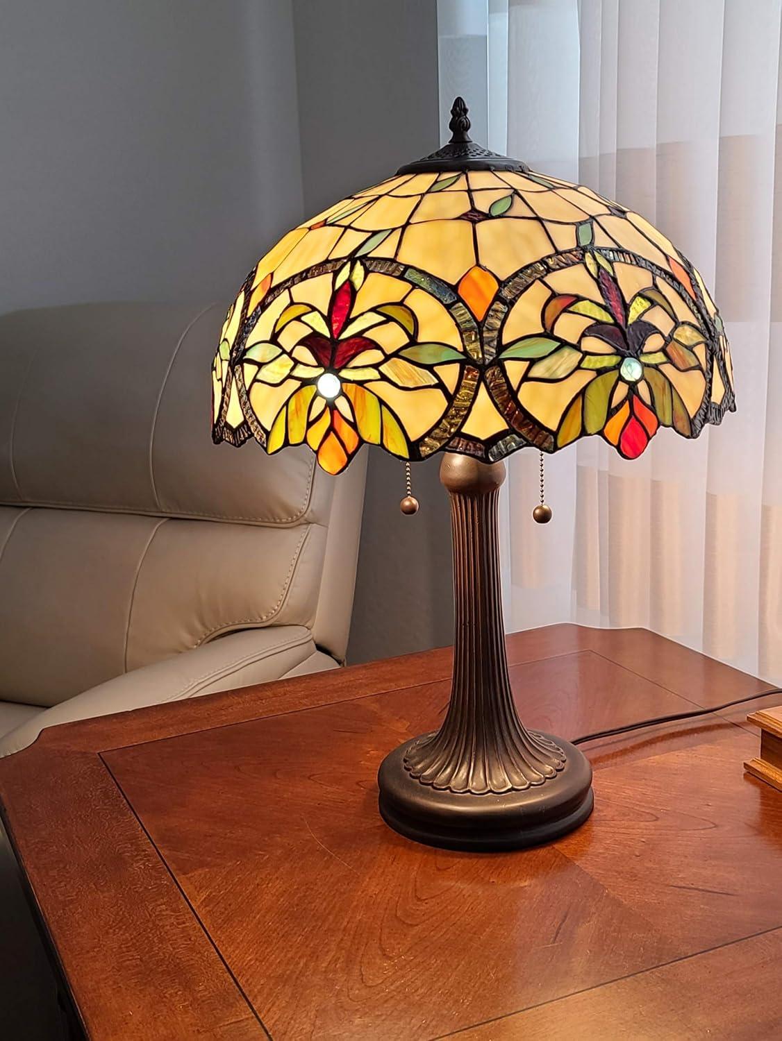 Amora Lighting  23 in. Tall Tiffany Style Table Lamp, Multi Color