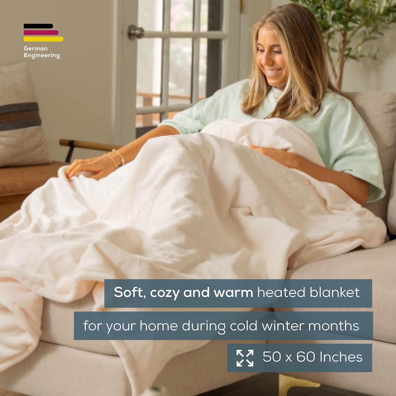 Beurer HD61 Super-Cozy Heated Blanket, Beige, 50 x 60 Inches