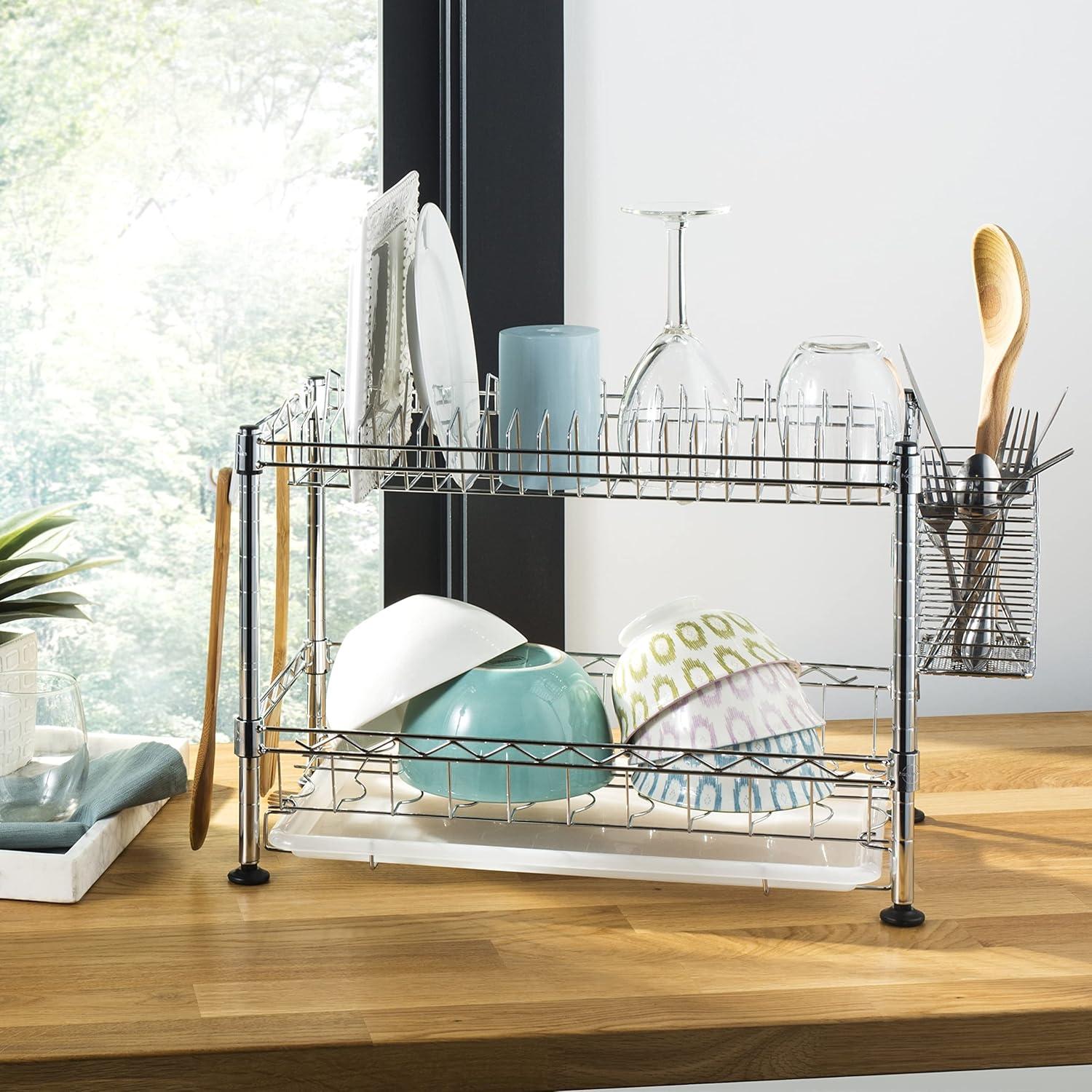 happimess Brooklyn 24" Adjustable Dish Rack, Chrome