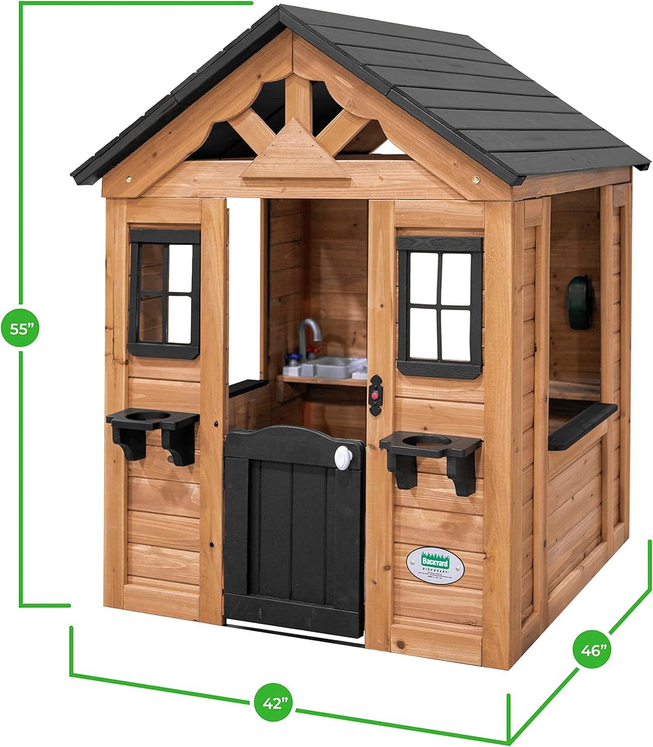 Sweetwater Cedar Wooden Playhouse with Black Roof