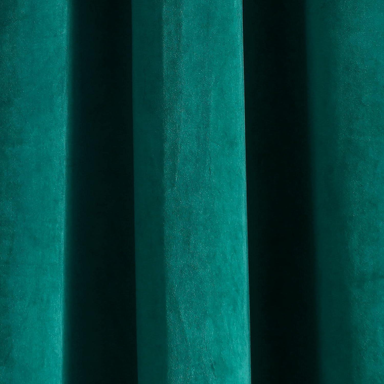 Prima Velvet Solid Light Filtering Grommet Window Curtain Panels Teal Green 38X84 Set