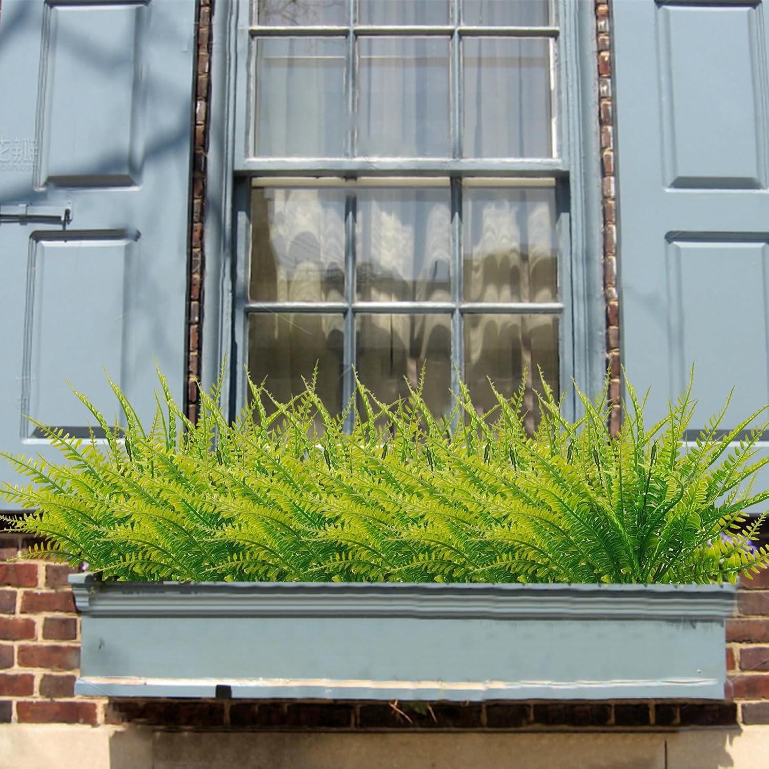 40 Pcs Artificial Boston Fake Fern Plants Bushes Faux Plants Shrubs Greenery UV Resistant for House Office Garden Indoor Outdoor Décor