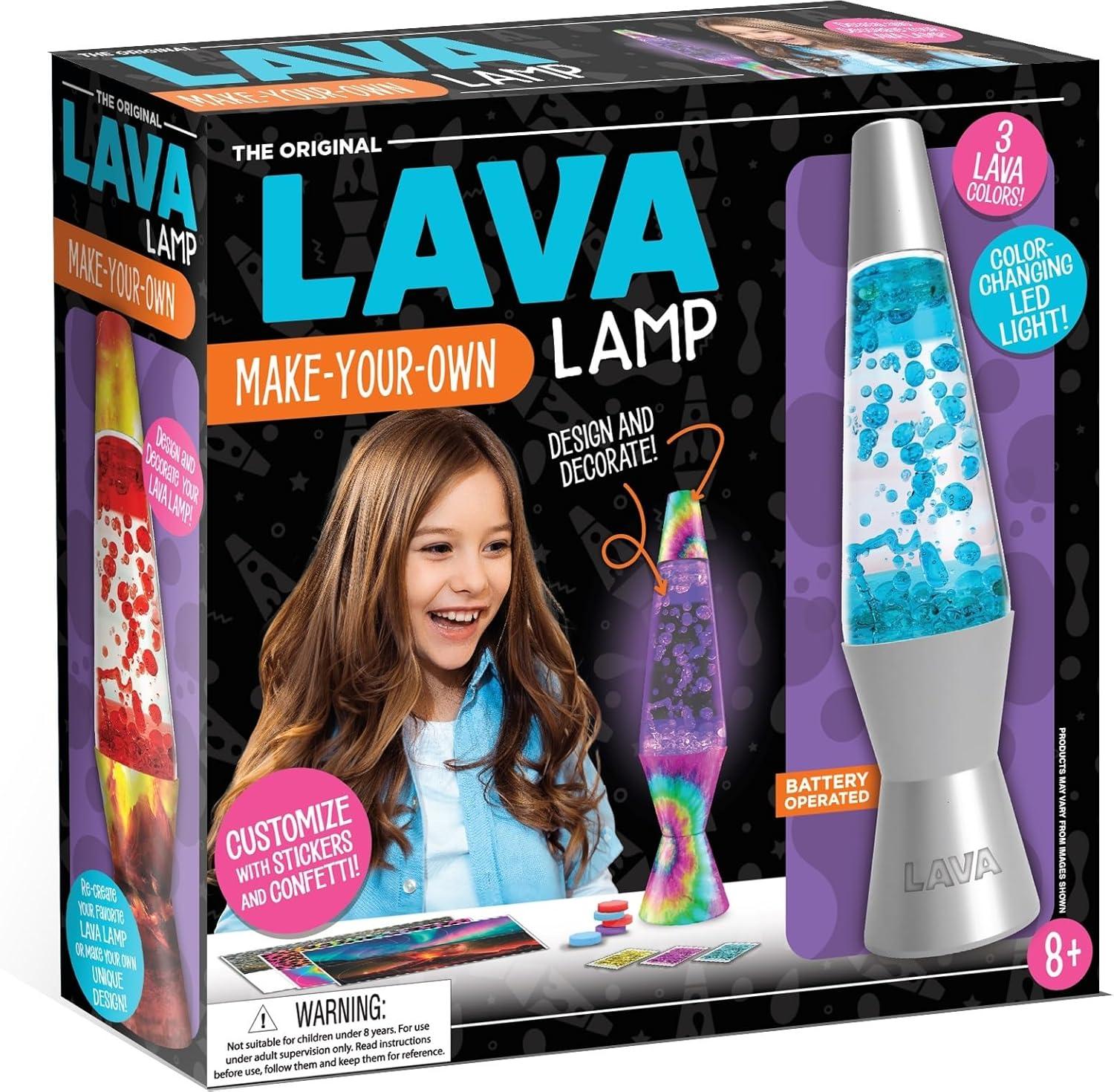 Schylling Lava Labs MYO Lava Lamp: Craft Kit for 8-11 Year Old Girls, Birthday Gift Idea, Includes Activity Guide, Requires AAA Batteries