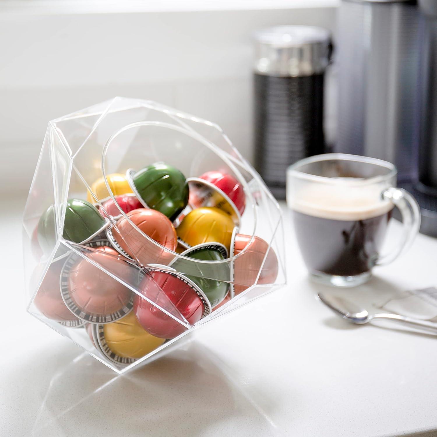 Verre Collection Hexagon Capsule Pod Holder, Compatible for Nespresso Vertuoline.