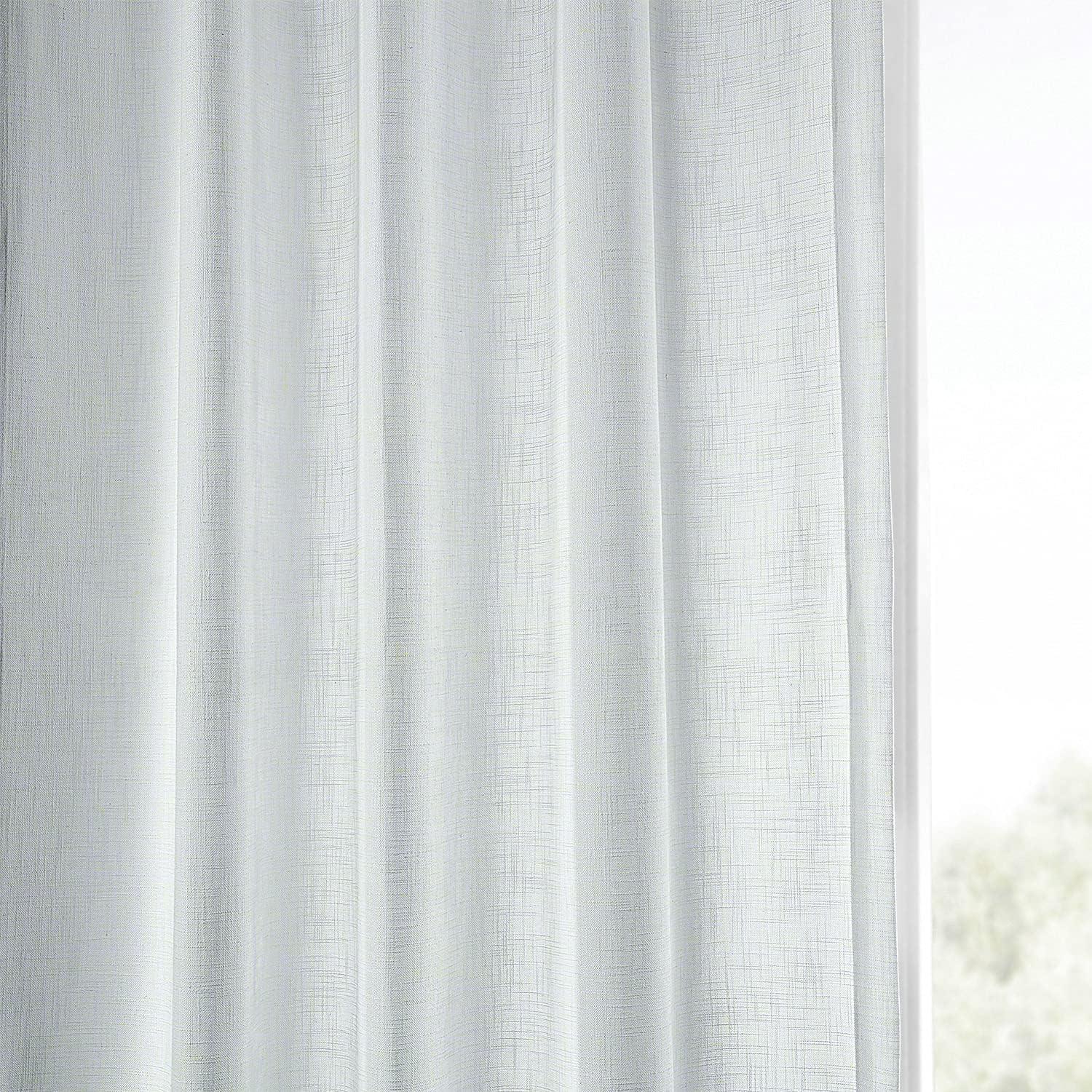 Rice White Heavy Faux Linen Curtain (1 Panel), Rice White, 50W X 120L