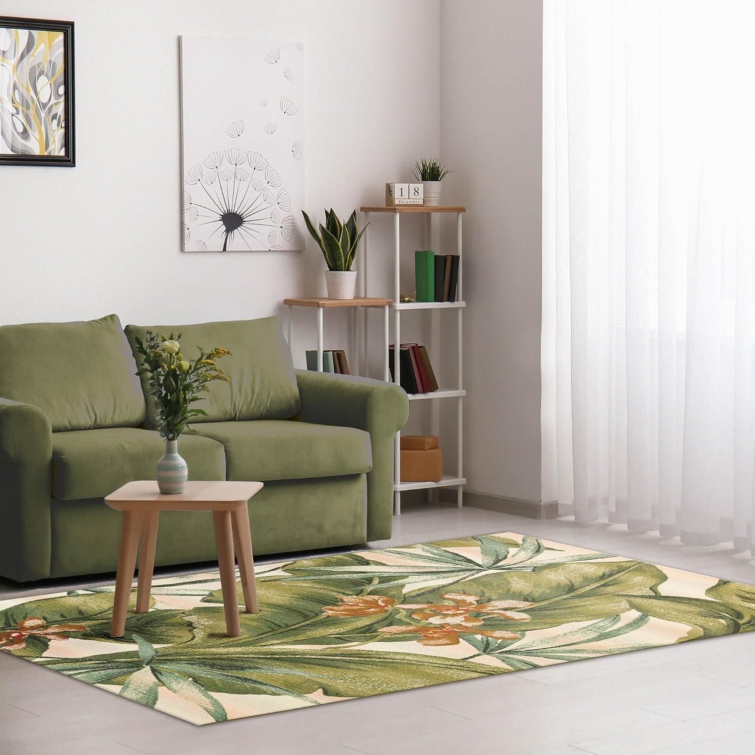 Liora Manne Marina Tropical Leaf Indoor/Outdoor Rug Cream 7'10" x 9'10"