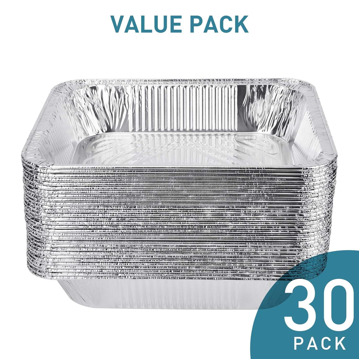 9x13 Aluminum Foil Pans (10 Pack), Disposable Half Size Deep Foil Pans, Cookware, Food Prepping, Large Pans for Baking, Reheating, Grilling