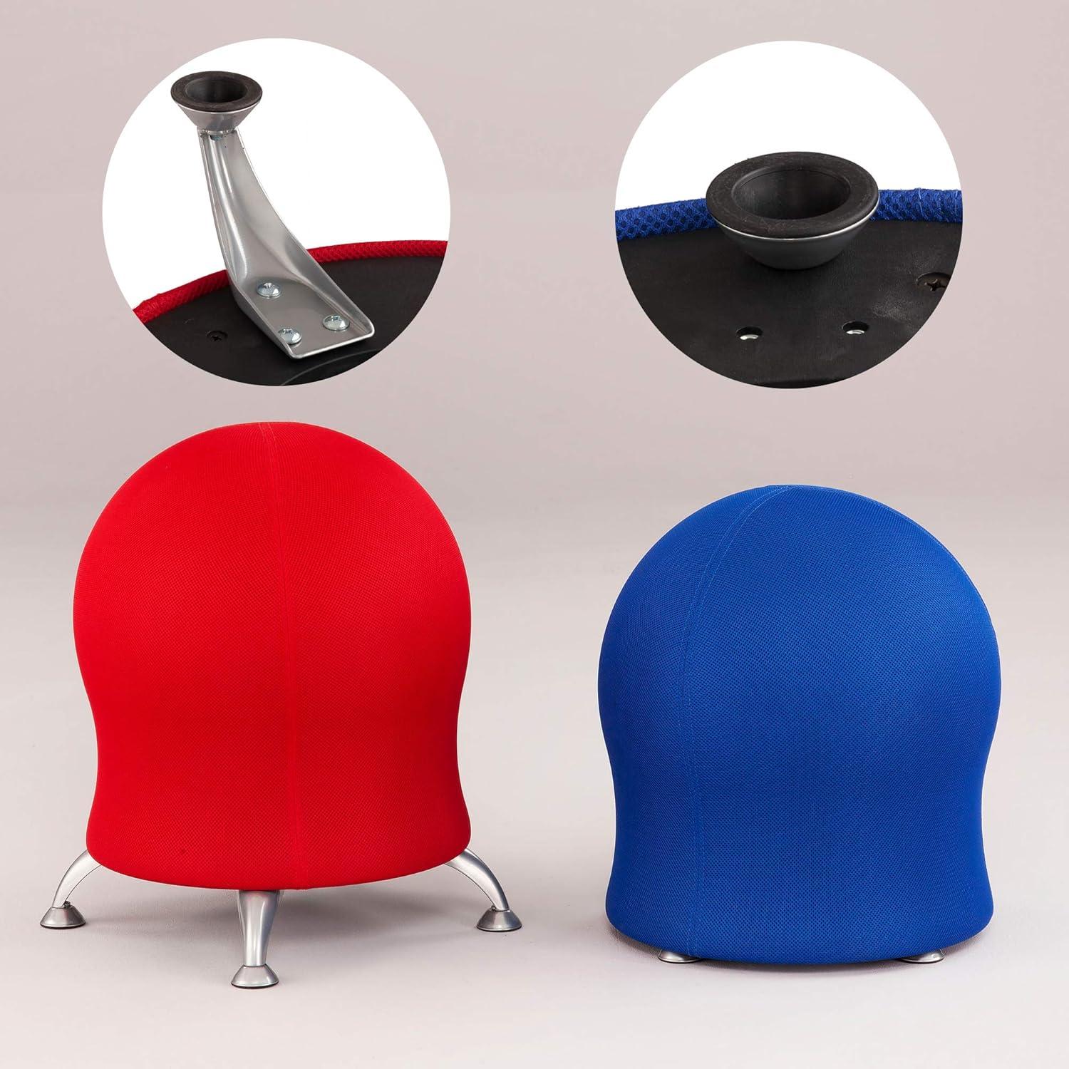 Zenergy Black Powder-Coated Steel Ball Chair with Anti-Burst Exercise Ball