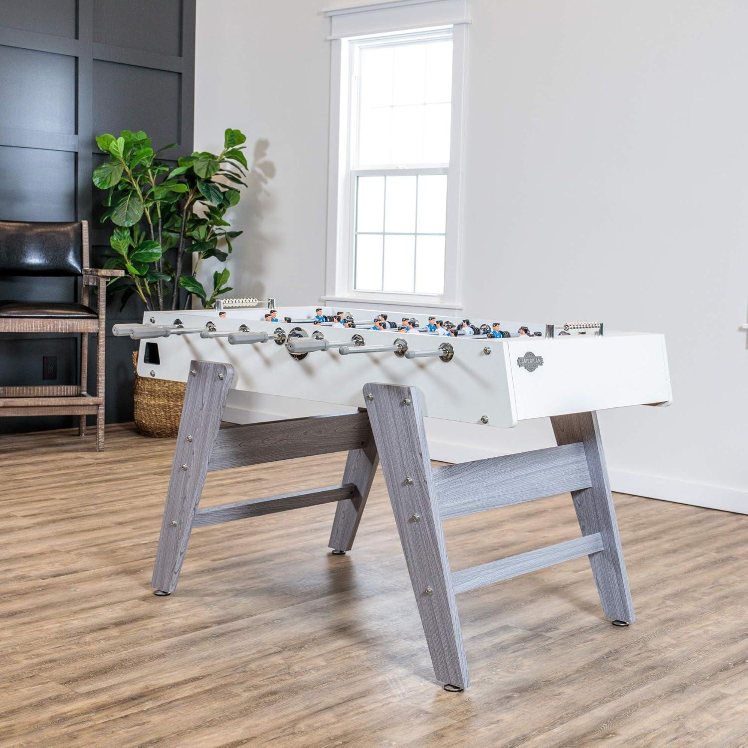 Manhattan 54'' White and Gray Foosball Table with Chrome Accents