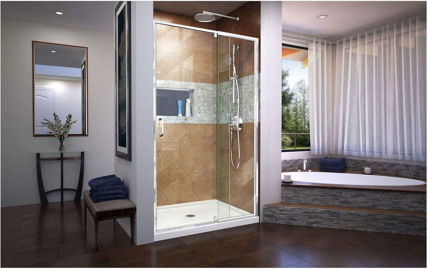 Flex 44" W x 72" H Pivot Semi-Frameless Pivot Shower Door with Clearmax Technology