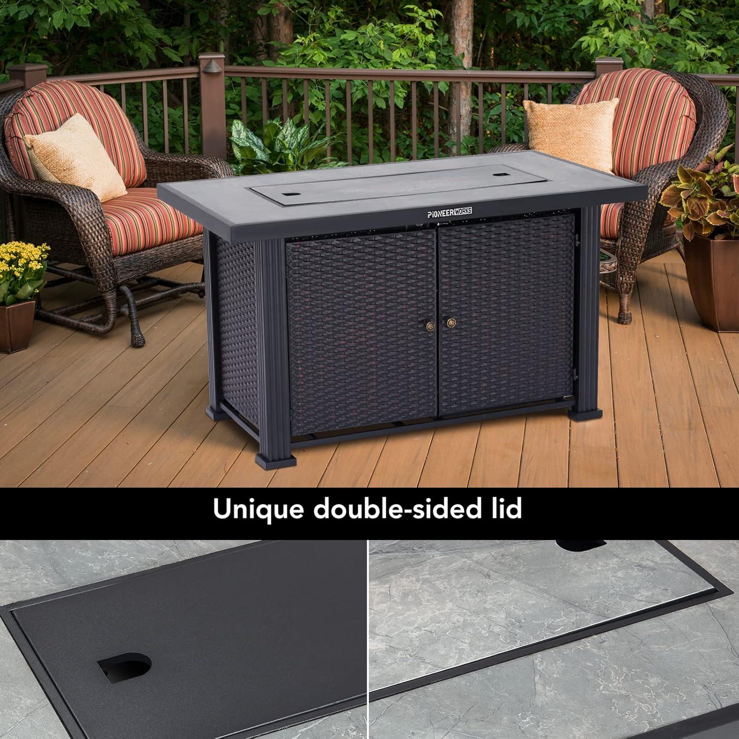 44-Inch Black and Slate Gas Fire Pit Table