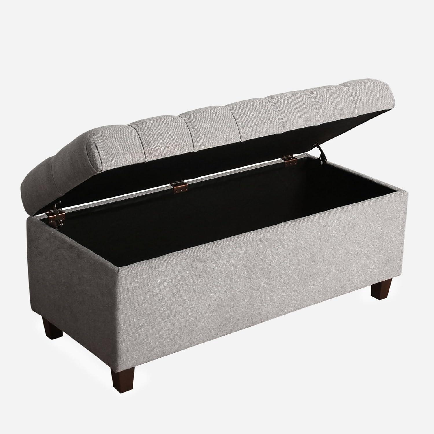 Ainsley Light Gray Tufted Storage Ottoman Bench with Hinged Lid